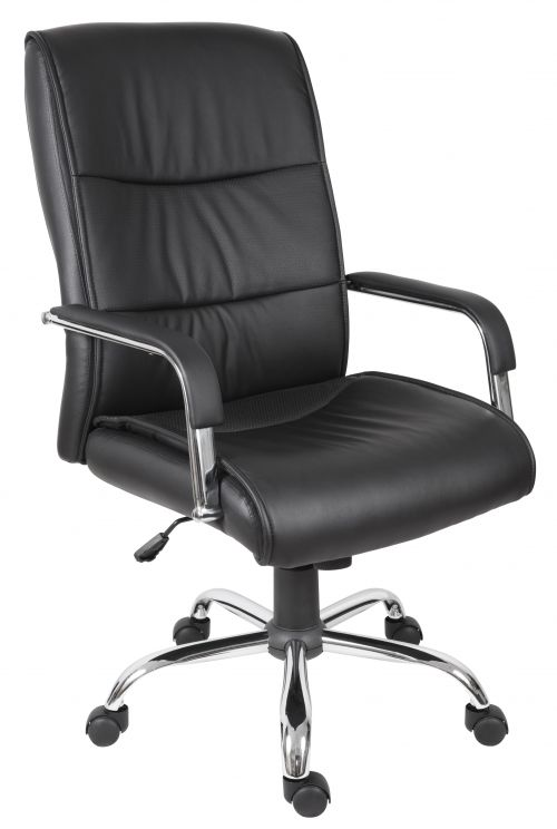 Teknik Kendal Black Luxury Office Chair Matching Padded Arm Covers and Chrome Five Star Base