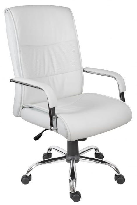 Teknik Kendal White Luxury Office Chair Matching Padded Arm Covers and Chrome Five Star Base