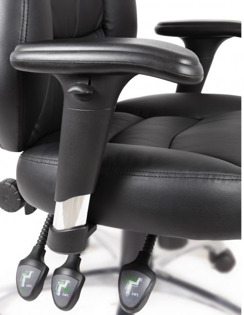Teknik Portland Black Operator Faux Leather Chair with Removable Height Adjustable Armrests and Chrome Base - image 2