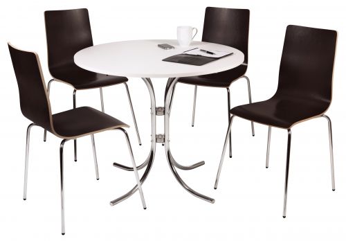 Teknik Loft Bistro Set with White Bistro Table and 4 Contrasting Wenge Style Bistro Chairs