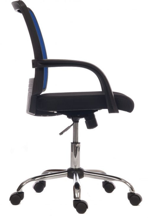 Teknik Star Mesh Blue Back Executive Chair With Contrasting Matching Black Fabric Seat Fixed Nylon Armrests - image 5
