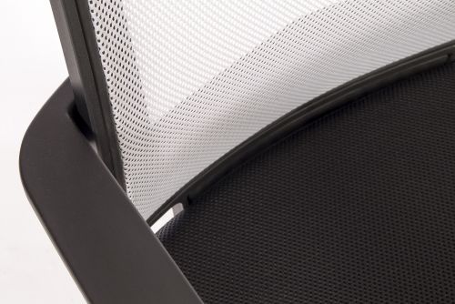 Teknik Star Mesh White Back Executive Chair With Contrasting Matching Black Fabric Seat Fixed Nylon Armrests - image 3