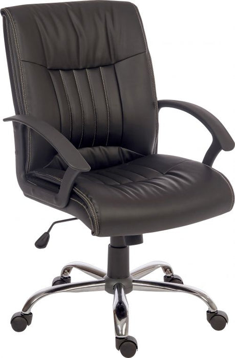 Teknik Milan Leather Faced Executive Office Chair Nylon Armrests and Chrome Five Star Base