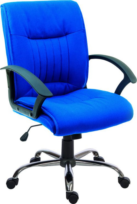 Teknik Milan Blue Fabric Executive Office Chair Durable Nylon Armrests And Chrome Five Star Base
