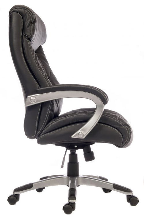 Teknik Siesta Black Luxury Leather Look Executive Chair Padded Armrests Matching Capped Five Star Base - image 6