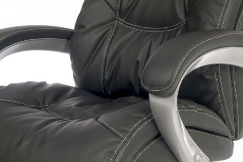 Teknik Siesta Black Luxury Leather Look Executive Chair Padded Armrests Matching Capped Five Star Base - image 2