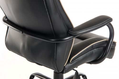 Teknik Goliath Duo Heavy Duty Black Bonded Leather Faced Executive Office Chair Padded Armrests Contrast Piping - image 2