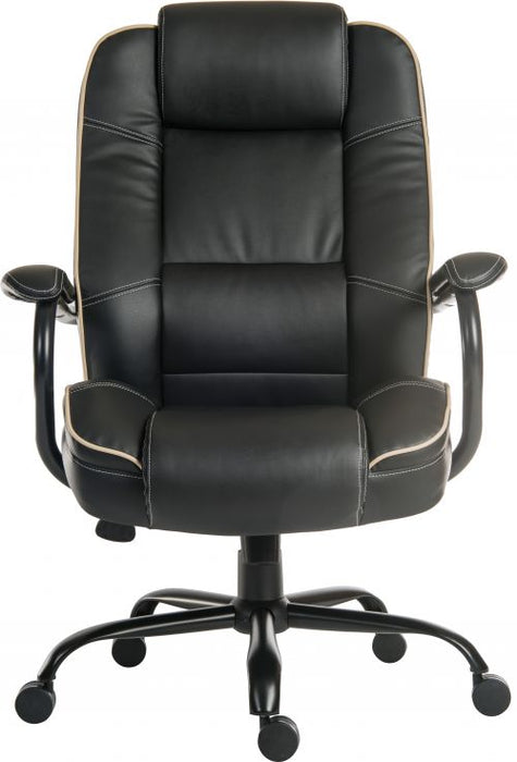 Teknik Goliath Duo Heavy Duty Black Bonded Leather Faced Executive Office Chair Padded Armrests Contrast Piping - image 4