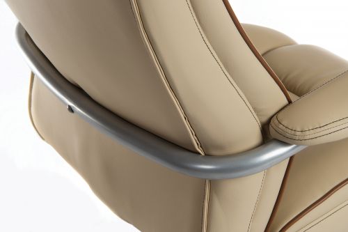 Teknik Goliath Duo Heavy Duty Cream Bonded Leather Executive Office Chair Padded Armrests Contrast Piping - image 2