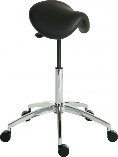 Teknik Perch Black Sit/Stand Height Adjustable Stool Pyramid Shaped Aluminium Five Star Base