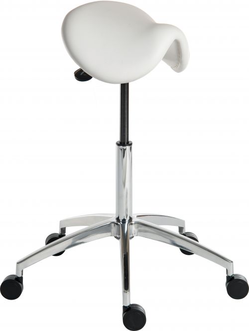 Teknik Perch White Sit/Stand Height Adjustable Stool Pyramid Shaped Aluminium Five Star Base