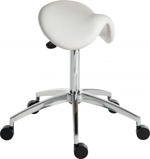 Teknik Perch White Sit/Stand Height Adjustable Stool Pyramid Shaped Aluminium Five Star Base - image 2