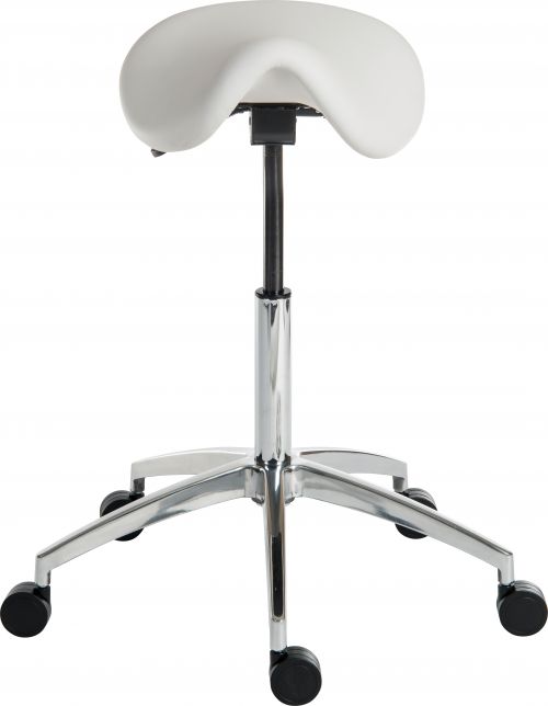 Teknik Perch White Sit/Stand Height Adjustable Stool Pyramid Shaped Aluminium Five Star Base - image 4
