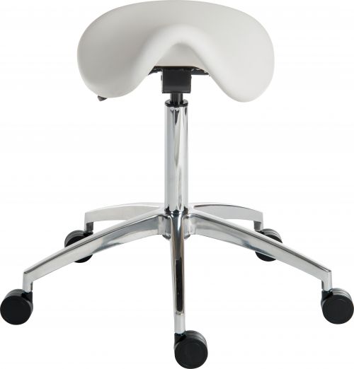 Teknik Perch White Sit/Stand Height Adjustable Stool Pyramid Shaped Aluminium Five Star Base - image 5