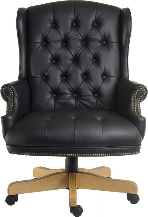 Teknik Chairman Noir Swivel Large Traditional Button Tufted Bonded Leather Faced Executive Chair - image 5