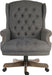 Teknik Chairman Grey Fabric Swivel large traditional button tufted fabric executive chair with driftwood effect five star base - image 2