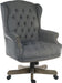 Teknik Chairman Grey Fabric Swivel large traditional button tufted fabric executive chair with driftwood effect five star base