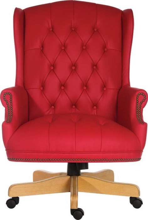 Teknik Chairman Rouge Swivel Large Traditional Button Tufted Bonded Leather Faced Executive Chair - image 2