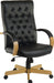 Teknik Warwick Noir Bonded Leather Button Back Chair Matching Light Oak Effect Arms and Base