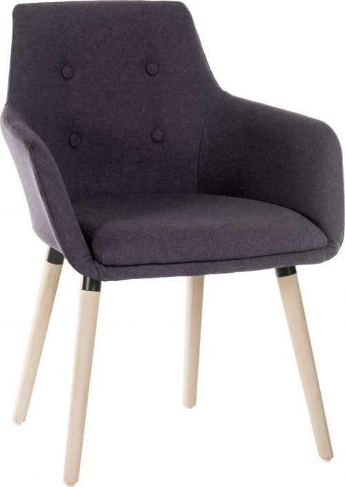 Teknik 4 Legged Reception Chair in Graphite coloured soft brushed fabric and oak coloured legs (MOQ of 2 - priced individually)