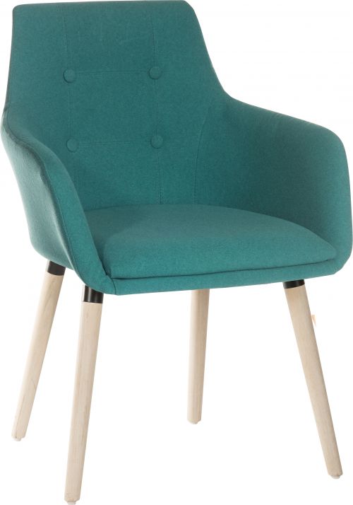 Teknik 4 Legged Reception Chair (Pack of 2) Jade Soft Brushed Fabric and Oak Coloured Legs