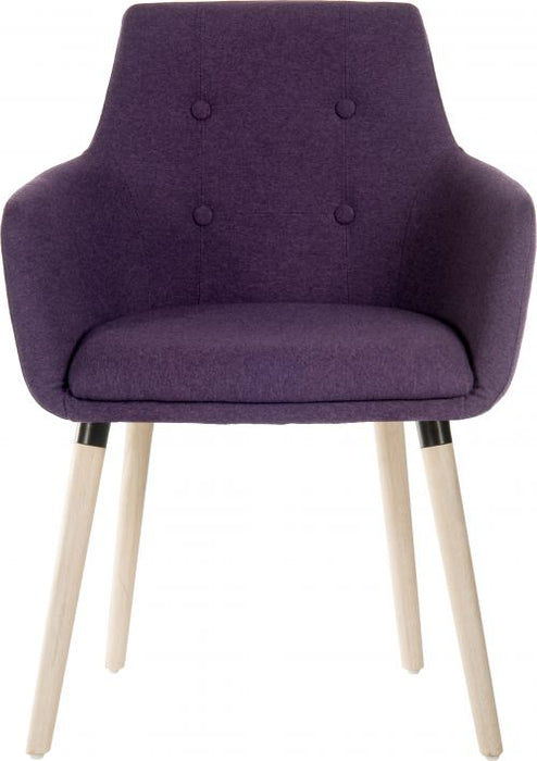 Teknik 4 Legged Reception Chair in Plum coloured soft brushed fabric and oak coloured legs (MOQ of 2 - priced individually) - image 4