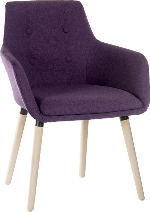 Teknik 4 Legged Reception Chair in Plum coloured soft brushed fabric and oak coloured legs (MOQ of 2 - priced individually)