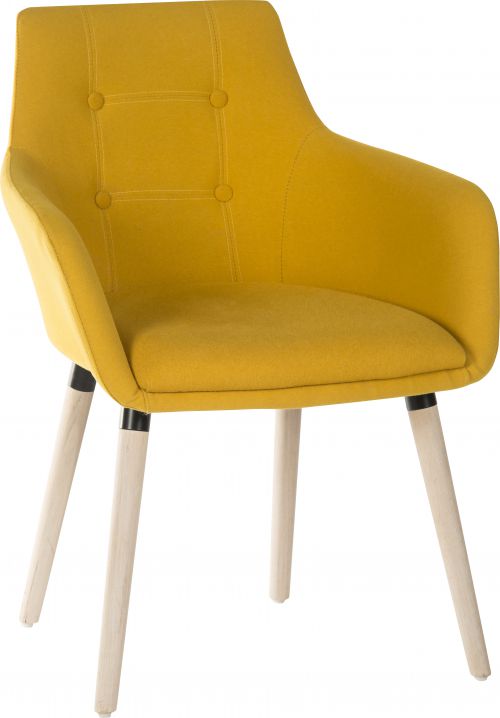 Teknik 4 Legged Reception Chair in Yellow coloured soft brushed fabric and oak coloured legs (MOQ of 2 - priced individually)