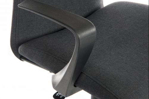 Teknik Work Chair In Grey Fabric Black Nylon Fixed Armrests and Black Nylon Pyramid Style Base - image 3