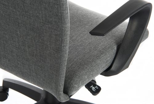 Teknik Work Chair In Grey Fabric Black Nylon Fixed Armrests and Black Nylon Pyramid Style Base - image 2