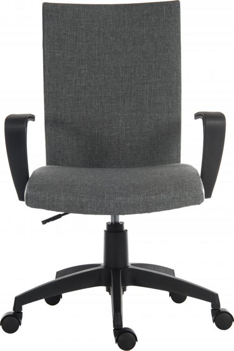 Teknik Work Chair In Grey Fabric Black Nylon Fixed Armrests and Black Nylon Pyramid Style Base - image 4