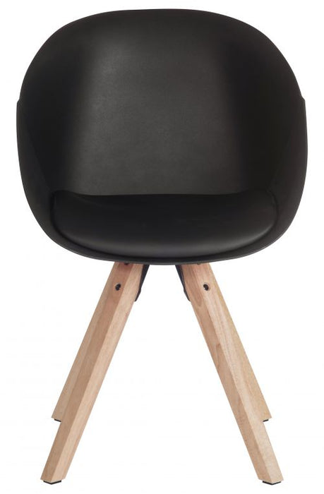 Teknik Pack of 2 Pyramid Padded Tub Chair in soft Polyurethane and PU Black fabric with wooden oak legs (MOQ of 2 - priced individually) - image 2