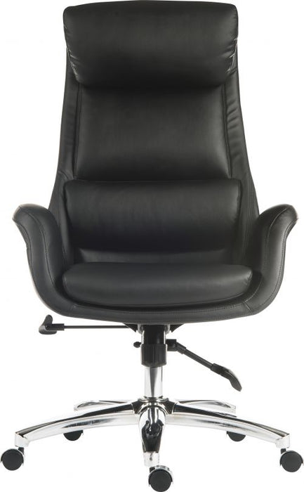 Teknik Ambassador Reclining Executive Chair Black Gull Wing Arms Independent Recline Function Backrest and Seat Padded Headrest Smart Swivel Chrome Base - image 2