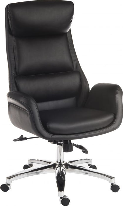 Teknik Ambassador Reclining Executive Chair Black Gull Wing Arms Independent Recline Function Backrest and Seat Padded Headrest Smart Swivel Chrome Base