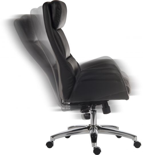 Teknik Ambassador Reclining Executive Chair Black Gull Wing Arms Independent Recline Function Backrest and Seat Padded Headrest Smart Swivel Chrome Base - image 3