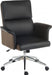 Teknik Elegance Medium Backed Executive Chair Black Leather Look Gull Wing Arms Contrast Chocolate Accent Fabric with Recline Function Smart Swivel Chrome Ba