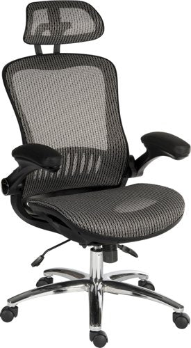 Teknik Harmony Executive Mesh High Backrest Chair with adjustable armrests and chrome base.