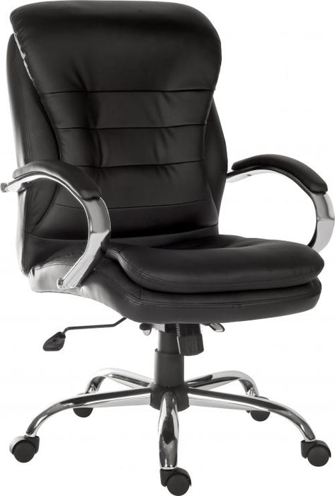 Teknik Goliath Light Executive Black Leather Faced Office Chair with Matching Padded Armrests and 150kg Rated Gas Lift