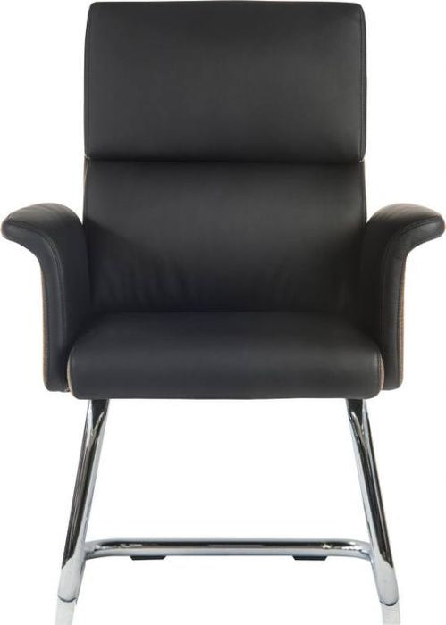 Teknik Elegance Medium Backed Visitor Chair in Supple Black Leather Look Upholstery with Contrasting Chocolate Cross-woven Accent Fabric - image 2