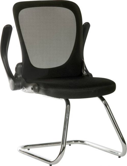 Teknik Flip Mesh Visitor chair in Black with mesh aerated backrest and flip up armrests - image 2