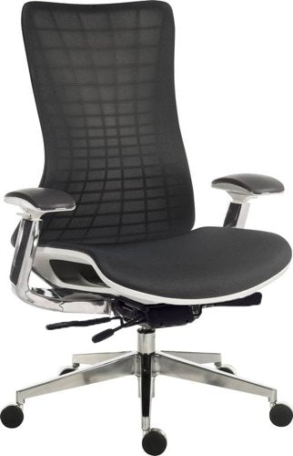 Teknik Quantum White Executive Chair Breathable Mesh Backrest Multi-Adjustable Padded Armrests - image 3