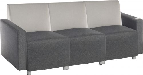 Teknik Cube Modular Reception chair base in Grey fabric with metal feet and optional arms - image 4