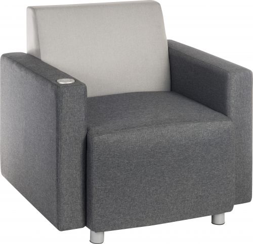 Teknik Right Hand Specific Cube Modular Reception chair arm in Grey fabric with inbuilt discreet USB port - image 4