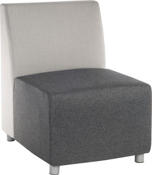 Teknik Cube Modular Reception chair base in Grey fabric with metal feet and optional arms