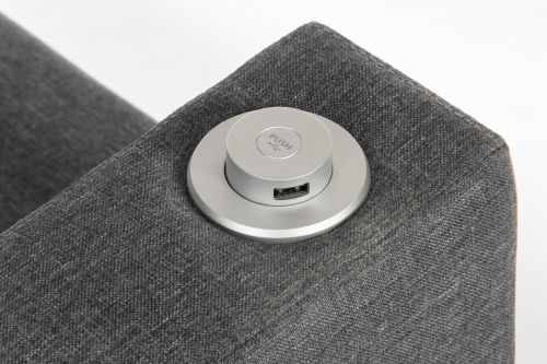 Teknik Left Hand Specific Cube Modular Reception chair arm in Grey fabric with inbuilt discreet USB port - image 4