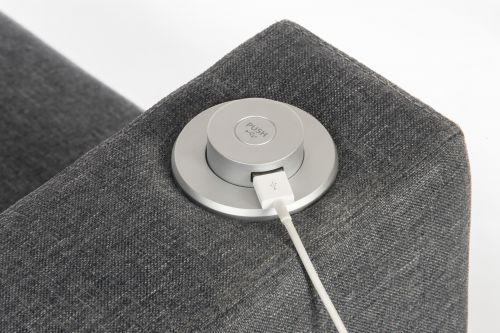 Teknik Left Hand Specific Cube Modular Reception chair arm in Grey fabric with inbuilt discreet USB port - image 5