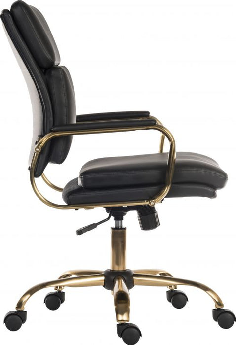 Teknik Vintage Executive chair with supple supple leather look fabric and brass coloured metal arm frame and five star base - image 3