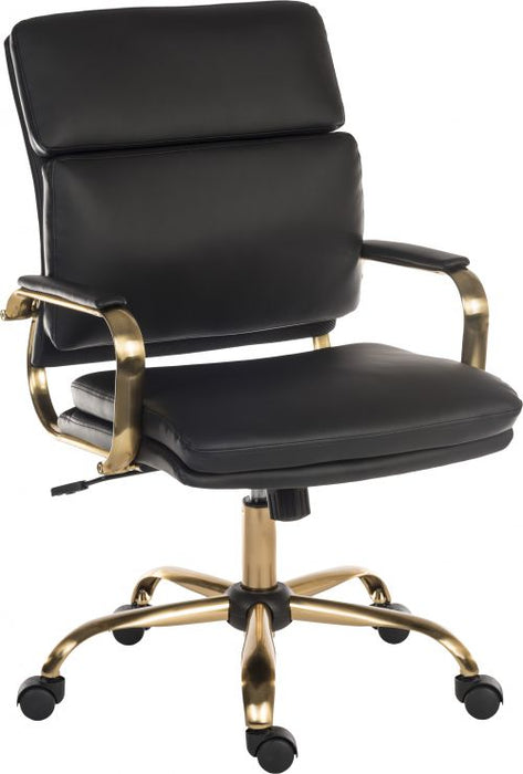 Teknik Vintage Executive chair with supple supple leather look fabric and brass coloured metal arm frame and five star base