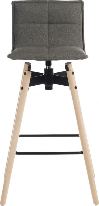 Teknik Spin Barstool with grey fabric upholstery and light wood effect legs - image 2