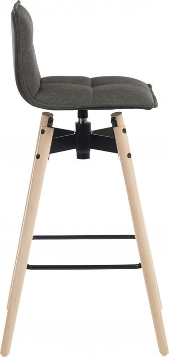 Teknik Spin Barstool with grey fabric upholstery and light wood effect legs - image 3